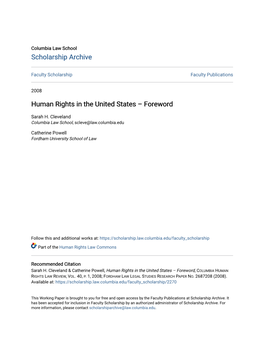 Human Rights in the United States – Foreword