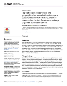 Population Genetic Structure and Geographical Variation in Neotricula