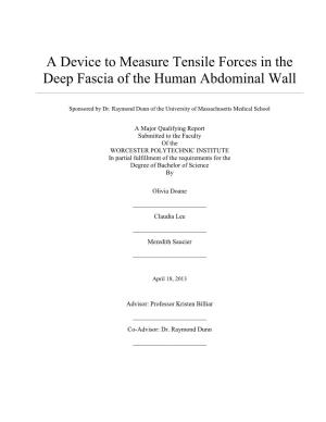 A Device to Measure Tensile Forces in the Deep Fascia of the Human Abdominal Wall