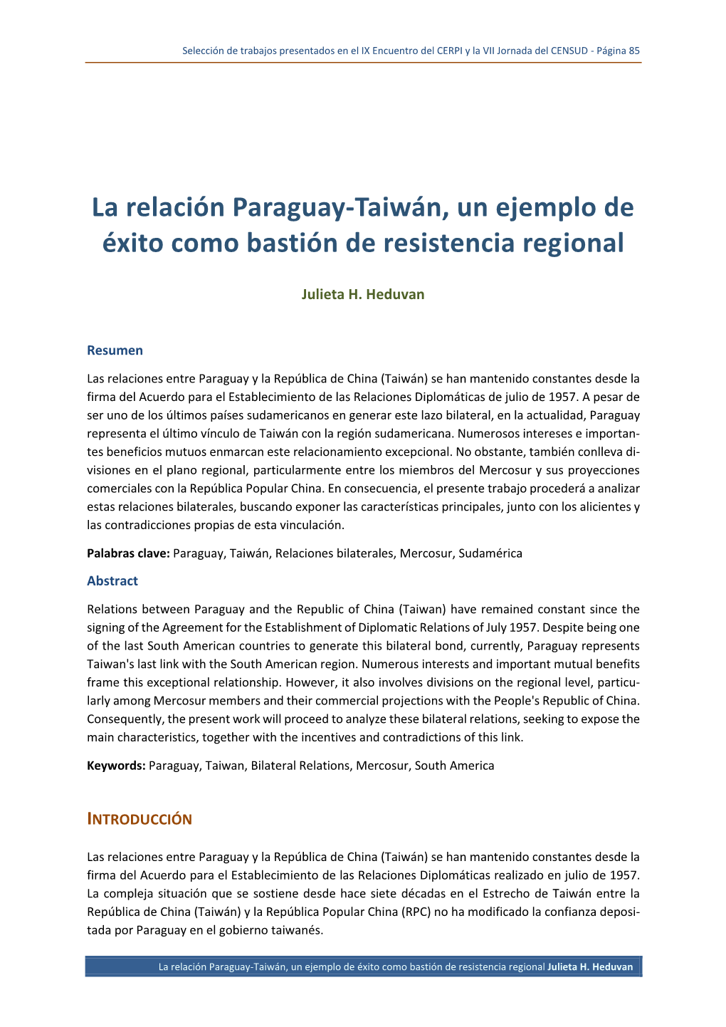 Las Relaciones Paraguay-Taiwán