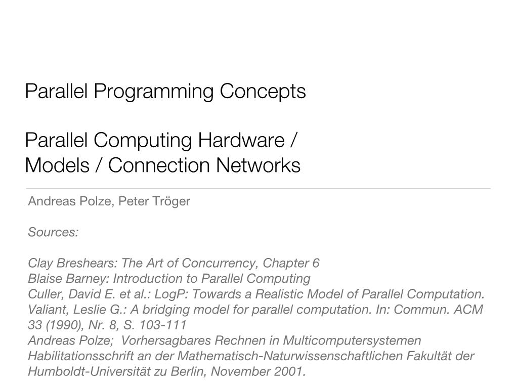 Parallel Hardware and Interconnects