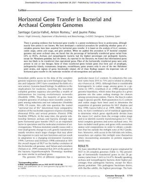 Horizontal Gene Transfer in Bacterial and Archaeal Complete Genomes