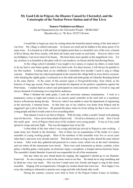 My Good Life in Pripyat, the Disaster Caused by Chernobyl, and the Catastrophe of the Nuclear Power Station and of Our Lives
