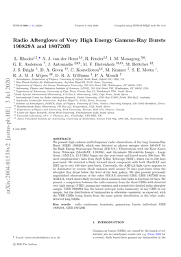 Radio Afterglows of Very High Energy Gamma-Ray Bursts 190829A and 180720B