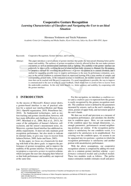 Cooperative Gesture Recognition Learning Characteristics of Classiﬁers and Navigating the User to an Ideal Situation