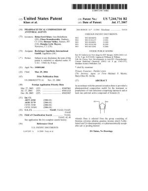 United States Patent (10) Patent No.: US 7,244,716 B2 Klaes Et Al