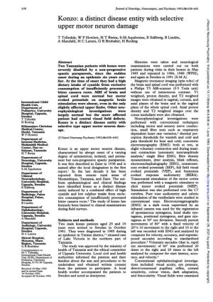 Konzo: a Distinct Disease Entity with Selective J Neurol Neurosurg Psychiatry: First Published As 10.1136/Jnnp.56.6.638 on 1 June 1993