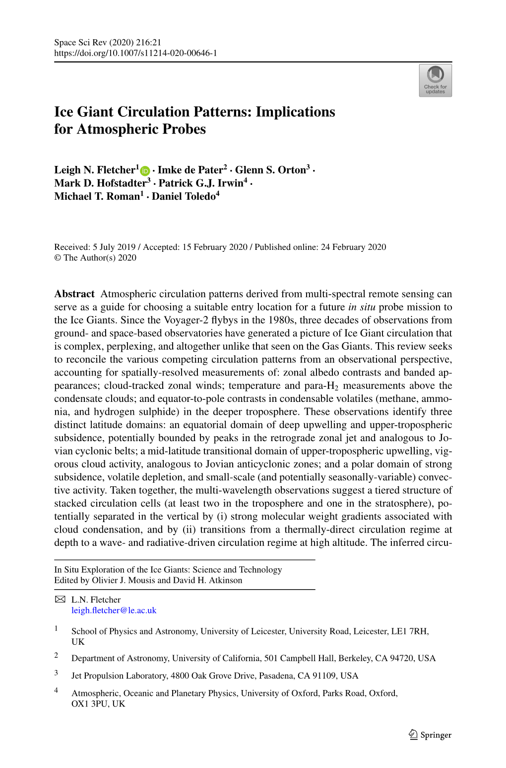 Ice Giant Circulation Patterns: Implications for Atmospheric Probes