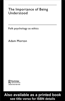 The Importance of Being Understood: Folk Psychology As Ethics