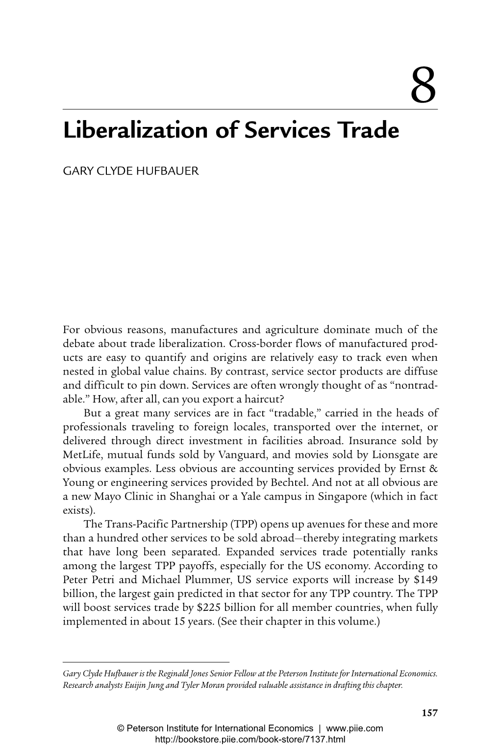 Chapter 8: Liberalization of Services Trade