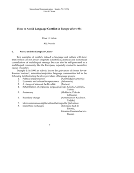 How to Avoid Language Conflict in Europe After 1994