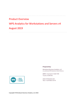Product Overview WPS Analytics for Workstations and Servers V4 August 2019