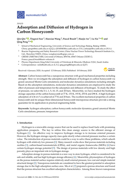 Adsorption and Diffusion of Hydrogen in Carbon Honeycomb