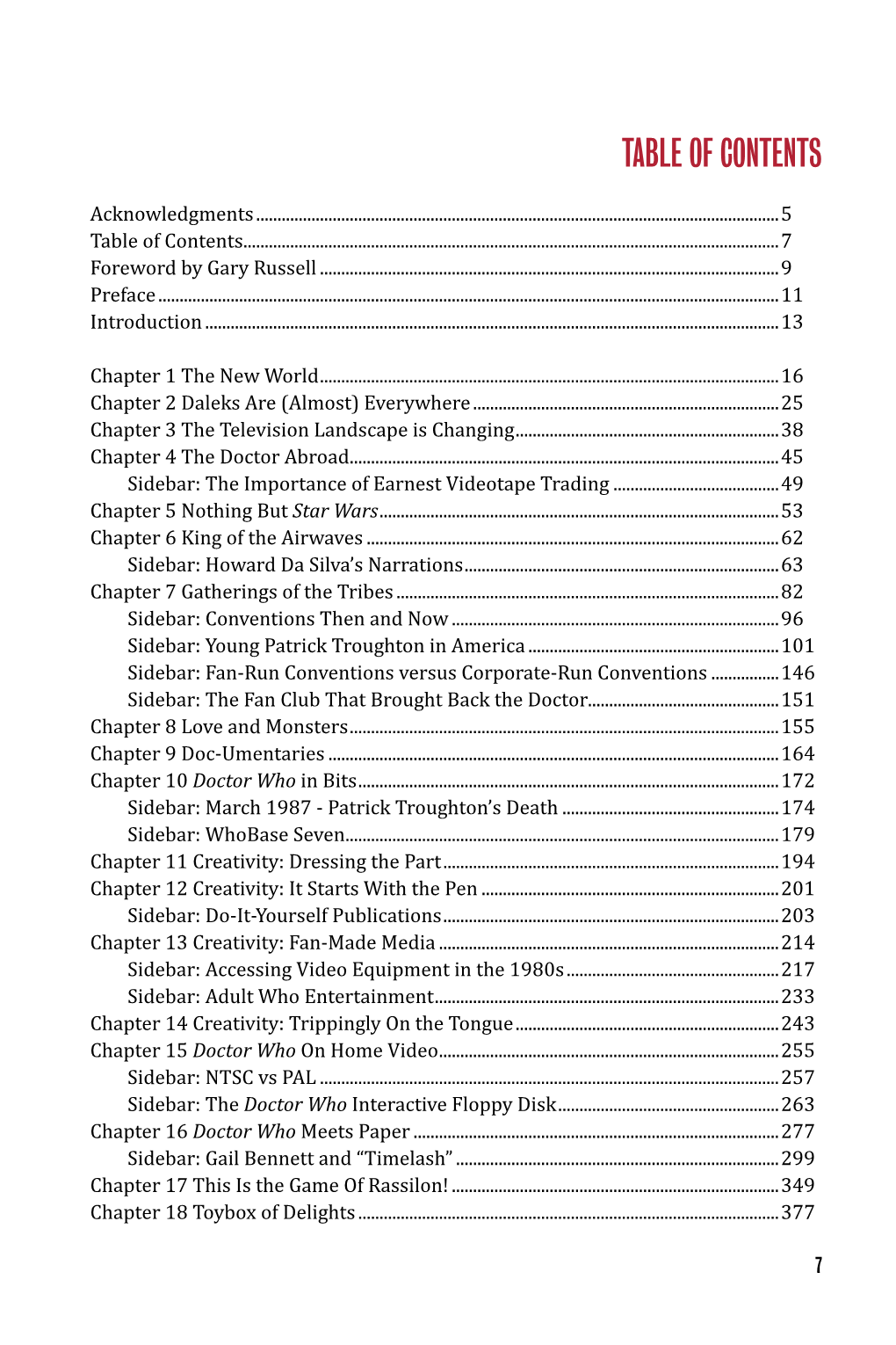 Table of Contents