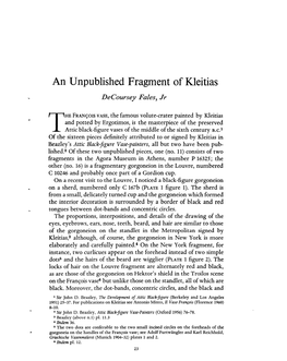 An Unpublished Fragment of Kleitias FALES, DECOURSEY Greek, Roman and Byzantine Studies; Spring 1966; 7, 1; Proquest Pg