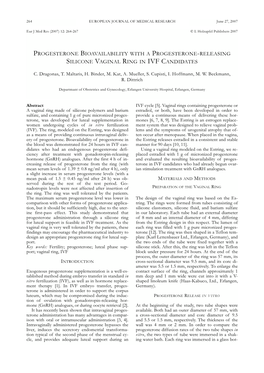 Progesterone Bioavailability with a Progesterone-Releasing Silicone Vaginal Ring in Ivf Candidates