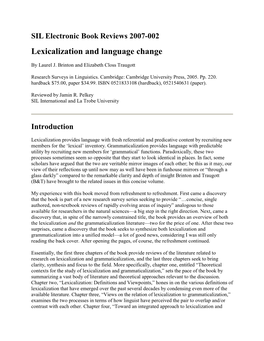 Lexicalization and Language Change