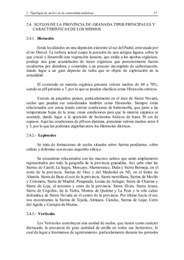 2.4. Suelos De La Provincia De Granada.Tipos Principales Y Caract Erísticas De Los Mismos