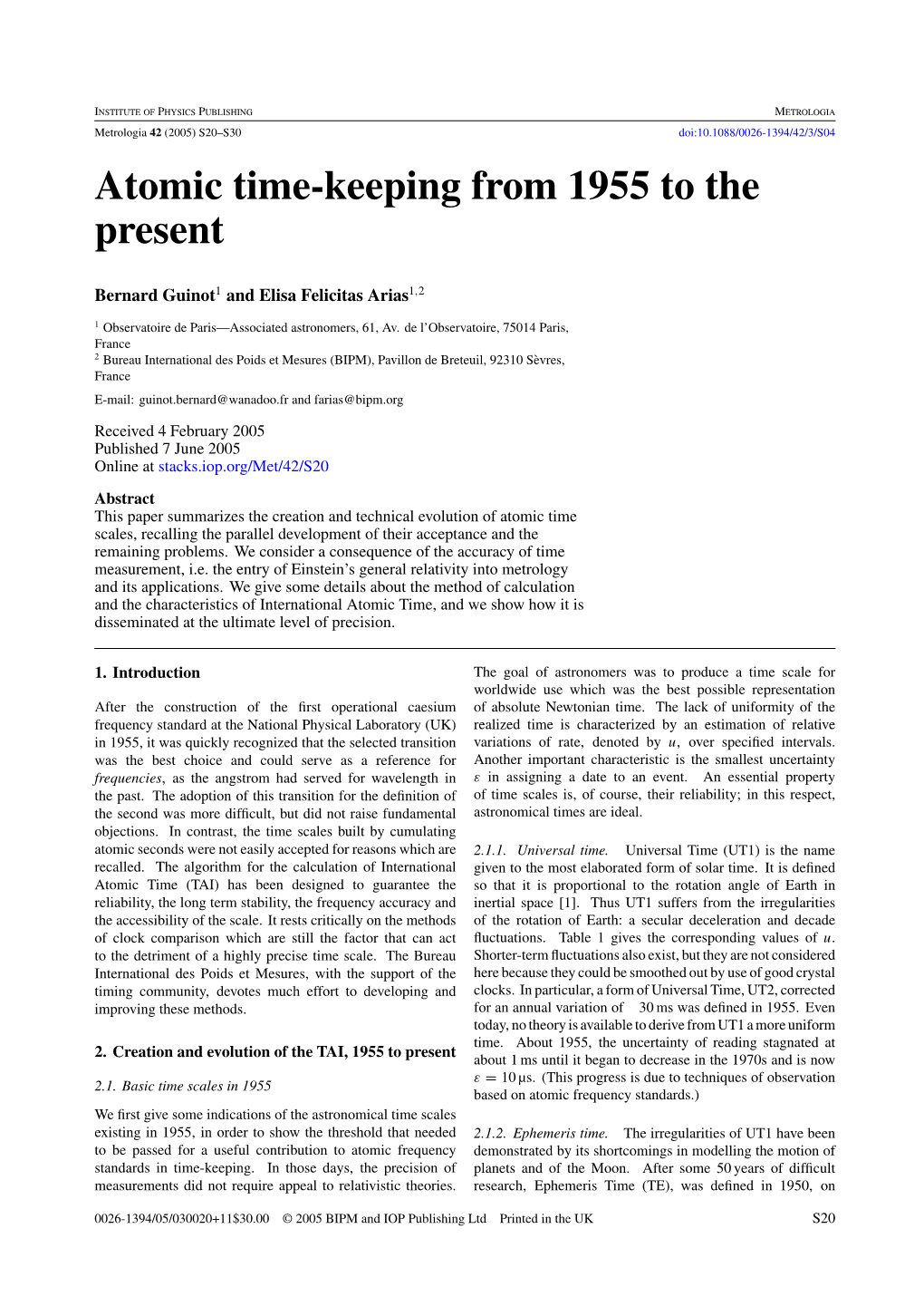 Atomic Time-Keeping from 1955 to the Present