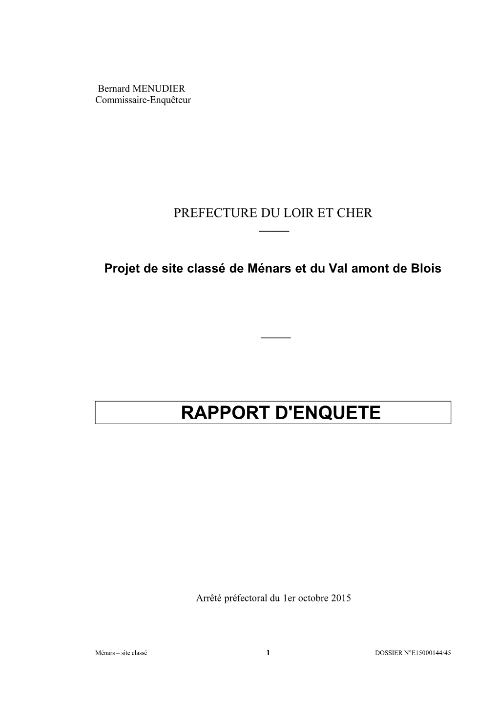 Rapport D'enquete