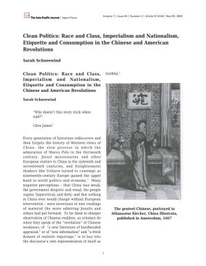 Race and Class, Imperialism and Nationalism, Etiquette and Consumption in the Chinese and American Revolutions