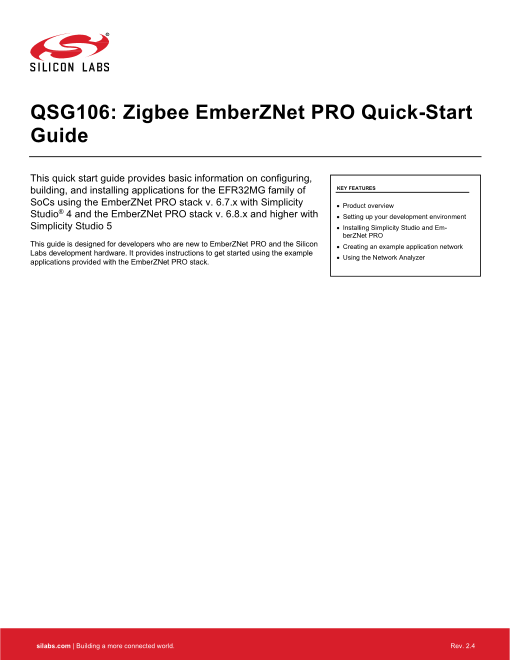 QSG106: Zigbee Emberznet PRO Quick-Start Guide
