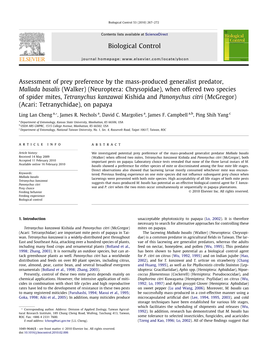 Assessment of Prey Preference by the Mass-Produced Generalist Predator