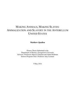 Animalization and Slavery in the Antebellum United States