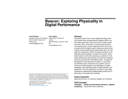 Beacon: Exploring Physicality in Digital Performance