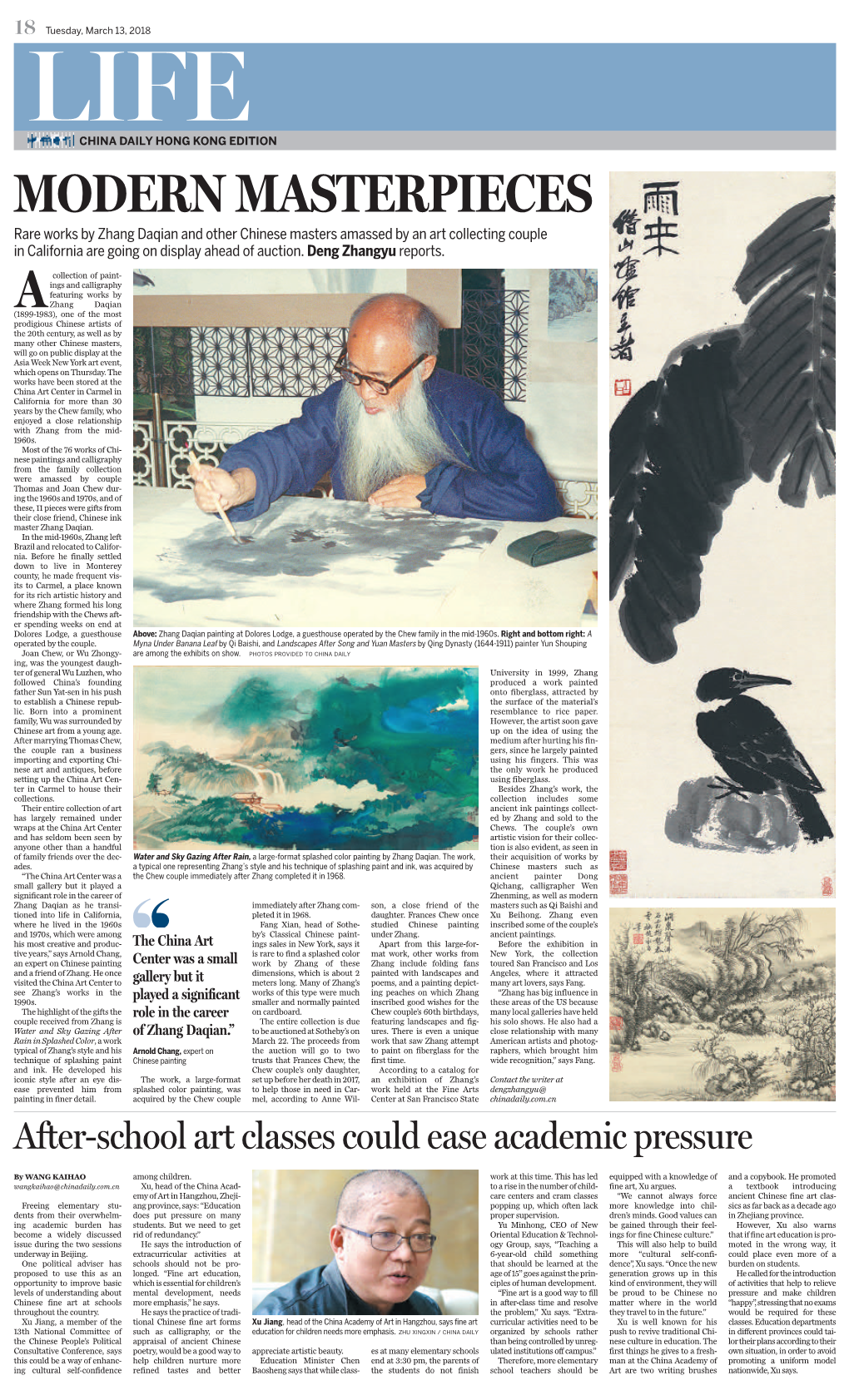MODERN MASTERPIECES Rare Works by Zhang Daqian and Other Chinese Masters Amassed by an Art Collecting Couple in California Are Going on Display Ahead of Auction