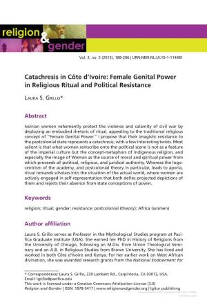 Female Genital Power in Religious Ritual and Political Resistance