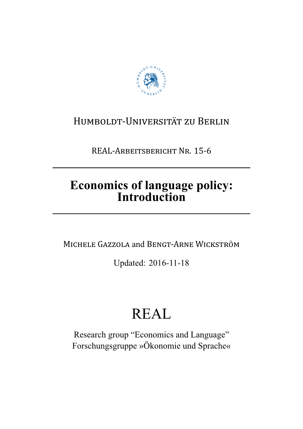 Economics of Language Policy: Introduction