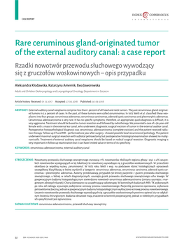 Rare Ceruminous Gland-Originated Tumor of the External Auditory Canal