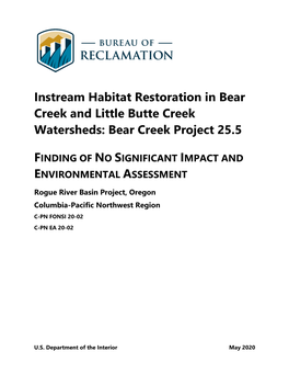 Instream Habitat Restoration in Bear Creek and Little Butte Creek Watersheds: Bear Creek Project 25.5