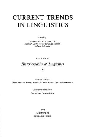 Current Trends in Linguistics