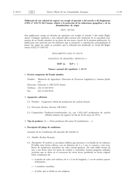 No 2081/92 Del Consejo, Relativo a La Protecciön De Las Indicaciones Geogr`Ficas Y De Las Denominaciones De Origen