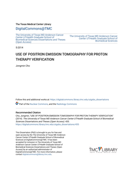 Use of Positron Emission Tomography for Proton Therapy Verification