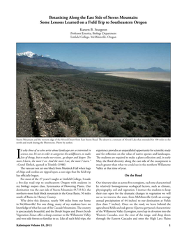 Botanizing Along the East Side of Steens Mountain: Some Lessons Learned on a Field Trip to Southeastern Oregon