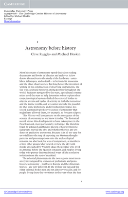 Astronomy Before History Clive Ruggles and Michael Hoskin