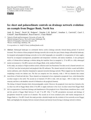 Ice Sheet and Palaeoclimate Controls on Drainage Network Evolution: an Example from Dogger Bank, North Sea Andy R