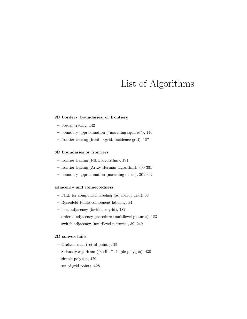 List of Algorithms