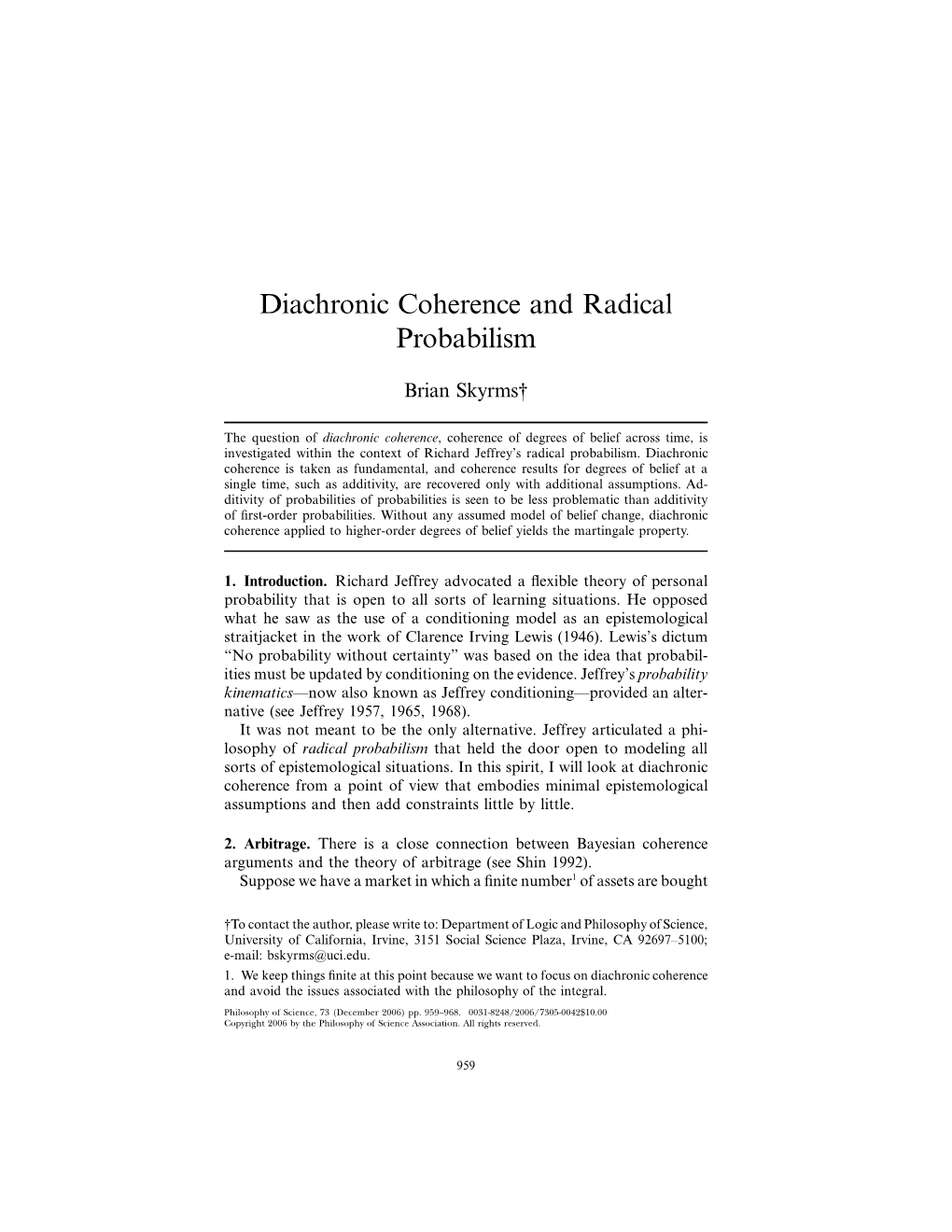 Diachronic Coherence and Radical Probabilism