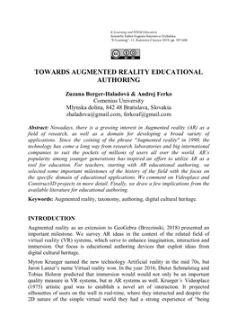 Towards Augmented Reality Educational Authoring