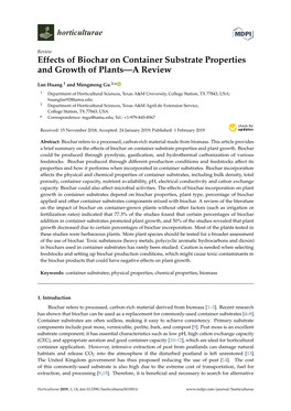 Effects of Biochar on Container Substrate Properties and Growth of Plants—A Review