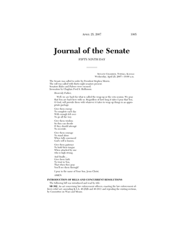 Journal of the Senate FIFTY-NINTH DAY