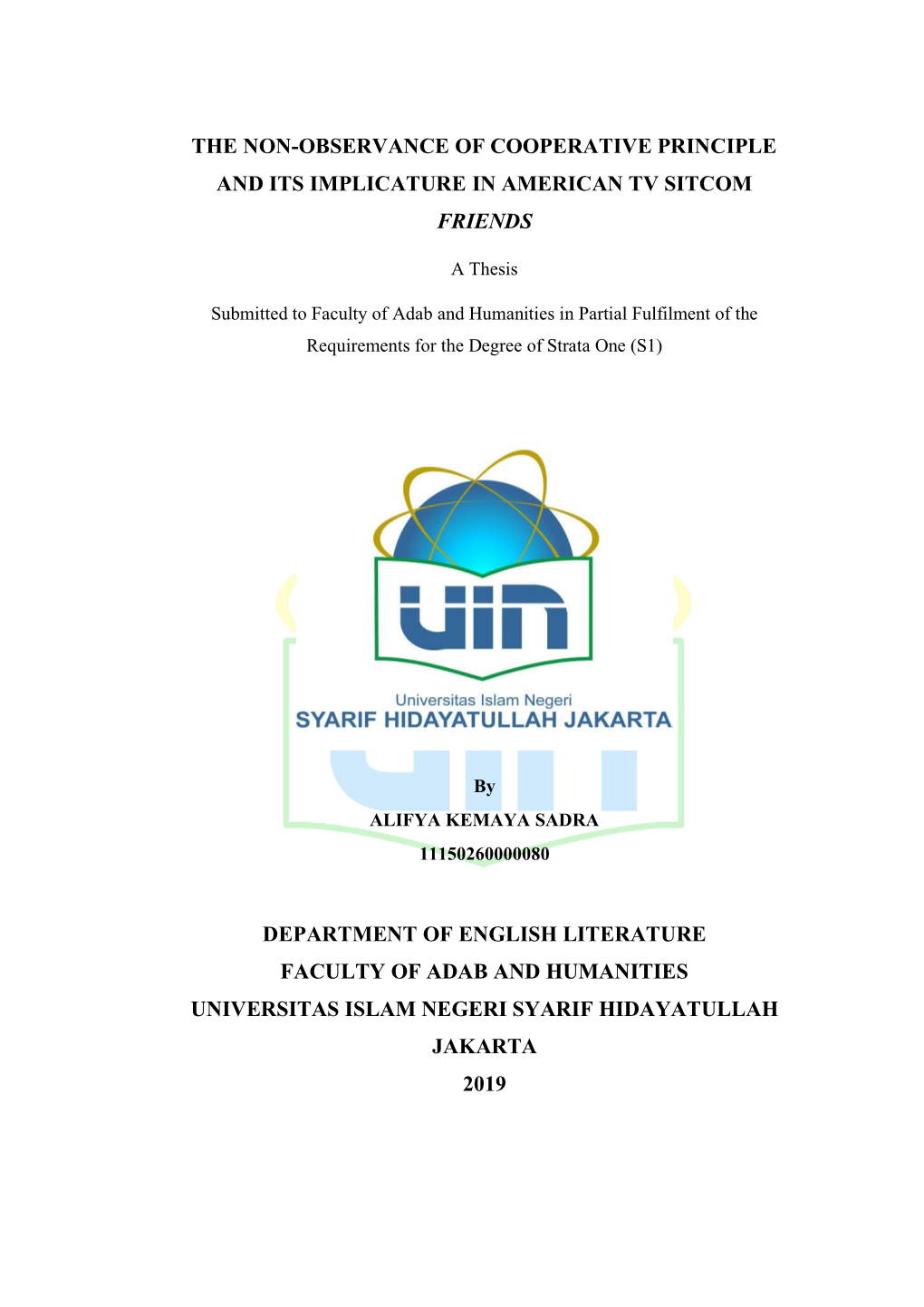 The Non-Observance of Cooperative Principle and Its Implicature in American Tv Sitcom Friends