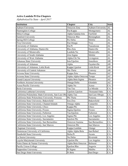 Active Lambda Pi Eta Chapters Alphabetized by State - April 2017