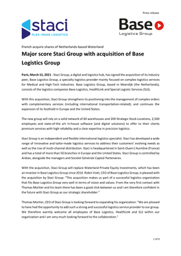 Major Score Staci Group with Acquisition of Base Logistics Group