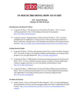 In-House Pro Bono: How to Start