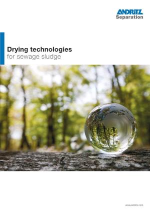 Drying Technologies for Sewage Sludge